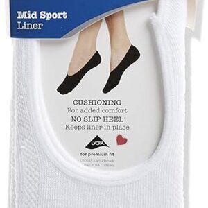 Peds Zoned Cushion Mid Cut No Show Socks, White Women Shoe Size 8-12
